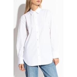 NWT Theory Boyfriend Button Down Shirt Womens XL White Office Career Oversized